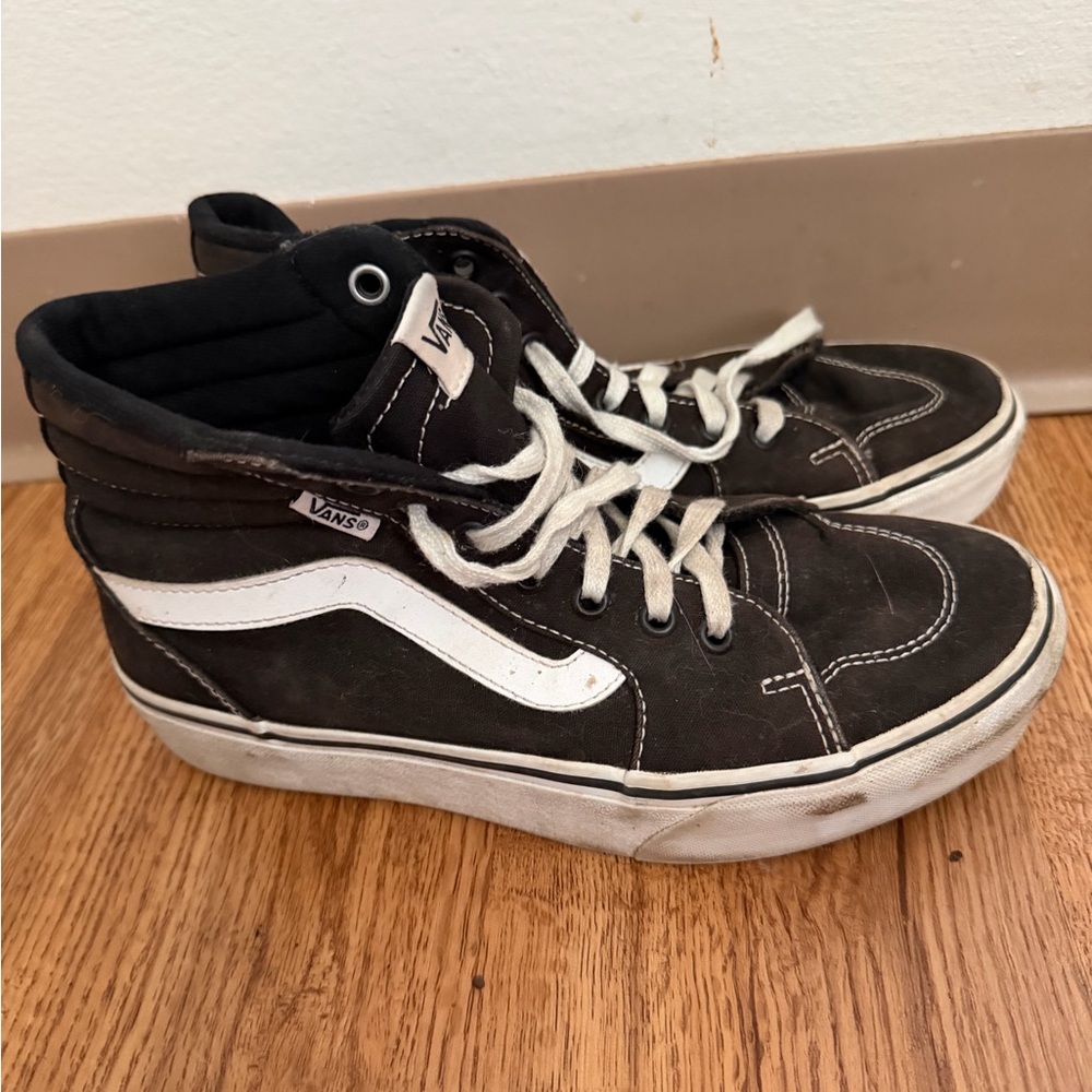 Vans Black and White High-Top Sneakers